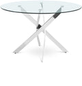 Willa 48" Chrome Glass Top And Iron Base Round Dining Table