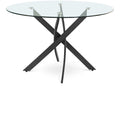 Willa 48" Black Glass Top And Iron Base Round Dining Table