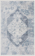 Astra Machine Washable Blue Ivory Vintage Polyester Area Rug