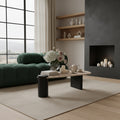 Spoleto Natural Travertine Top And Oak Wood Base Coffee Table - CT