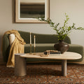 Spoleto Natural Travertine Top And Oak Wood Base Coffee Table - CT