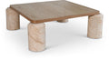 Faustina Genuine Marble Base And Oak Wood Top Coffee Table (3 Boxes)