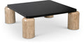 Faustina Natural Oak Wood Top And Travertine Base Coffee Table (3 Boxes)