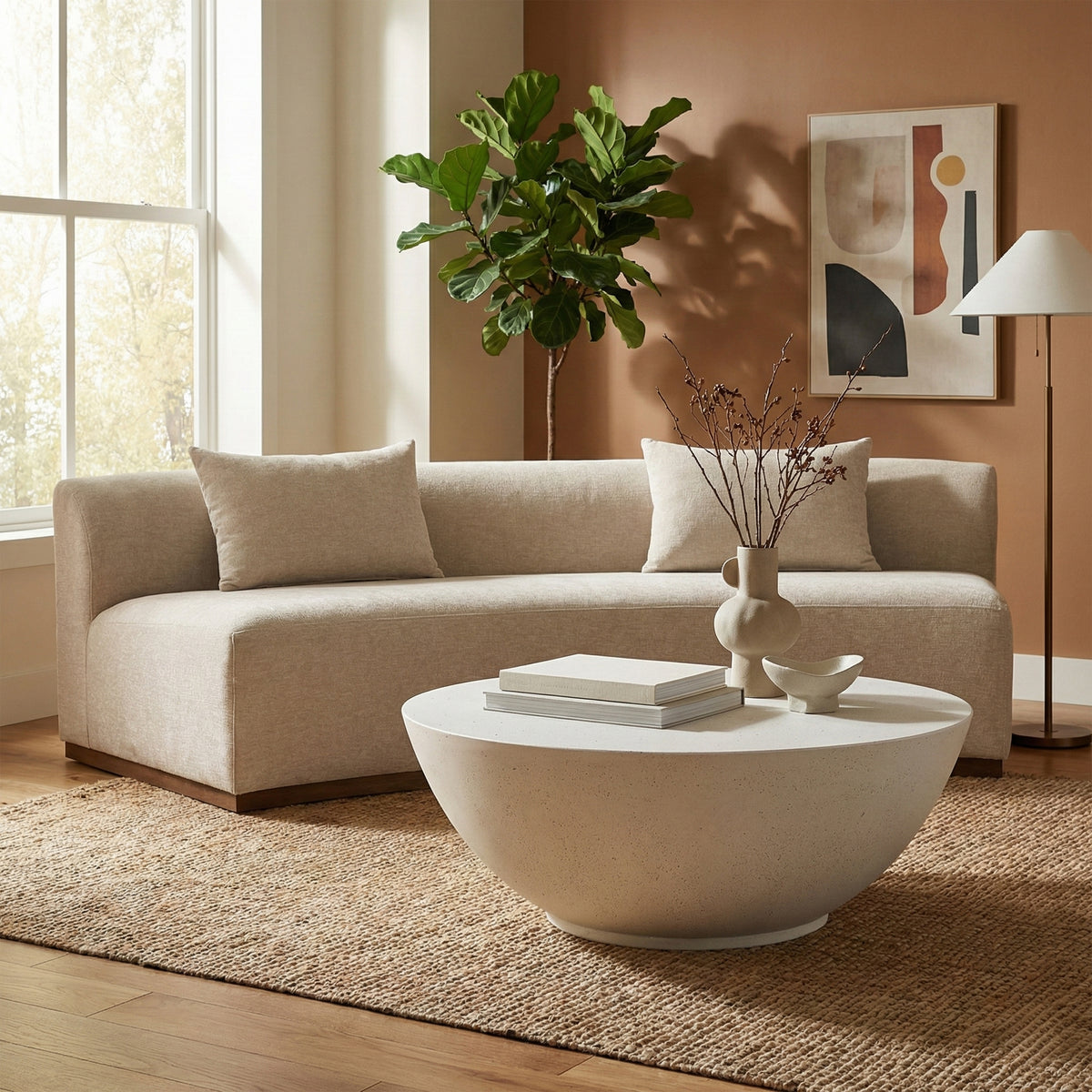 Pistoia White Concrete Indoor/Outdoor Coffee Table