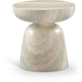 Basilia Natural Travertine Finish Concrete Indoor / Outdoor End Table