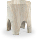 Flavia Natural Travertine Finish Concrete Indoor / Outdoor End Table