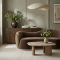 Perrin Cream Genuine Marble Top And Oak Wood Base Coffee Table