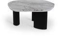 Perrin White Genuine Marble Top And Oak Wood Base Coffee Table