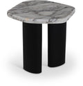 Perrin White Genuine Marble Top And Oak Wood Base End Table