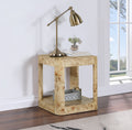 Pisa Natural Solid Wood And Burl Veneer End / Side Table - ET