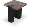Piper Genuine Marble Top And Oak Wood Base End / Side Table