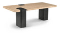 Piper Natural Genuine Travertine Top And Oak Wood Base Coffee Table