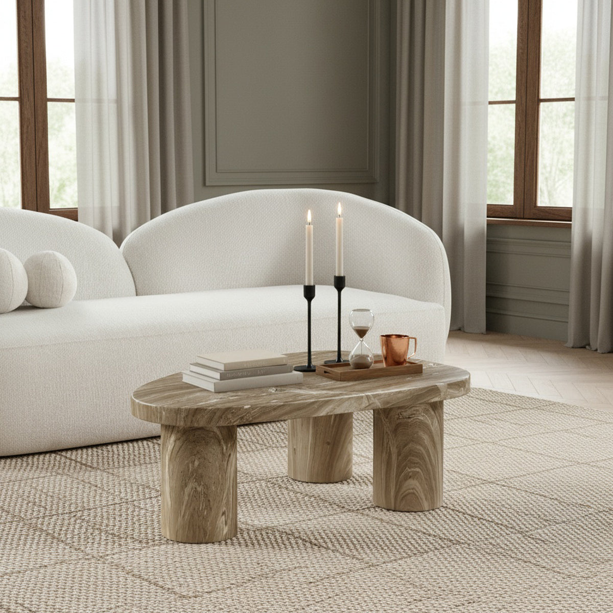 Sylvestra Beige Concrete Indoor/Outdoor Coffee Table