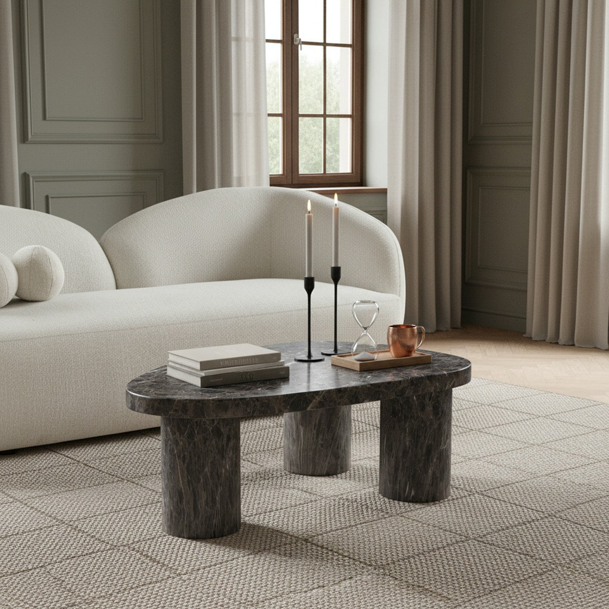 Sylvestra Brown Concrete Indoor/Outdoor Coffee Table