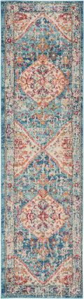 Passion Ivory Light Blue Bohemian Polypropylene Area Rug