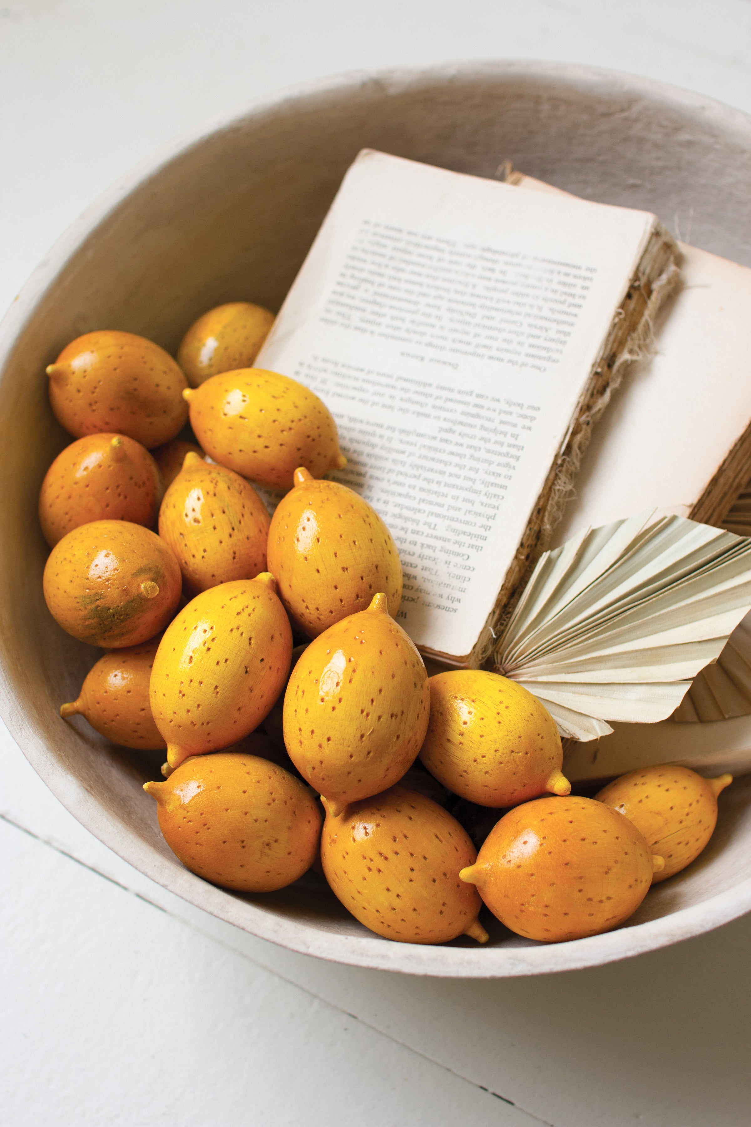 Set of 12 Hand-Carved Wooden Lemons