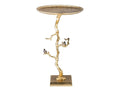 Enchanted Branch Side Table with Gold Finish & Silver Birds