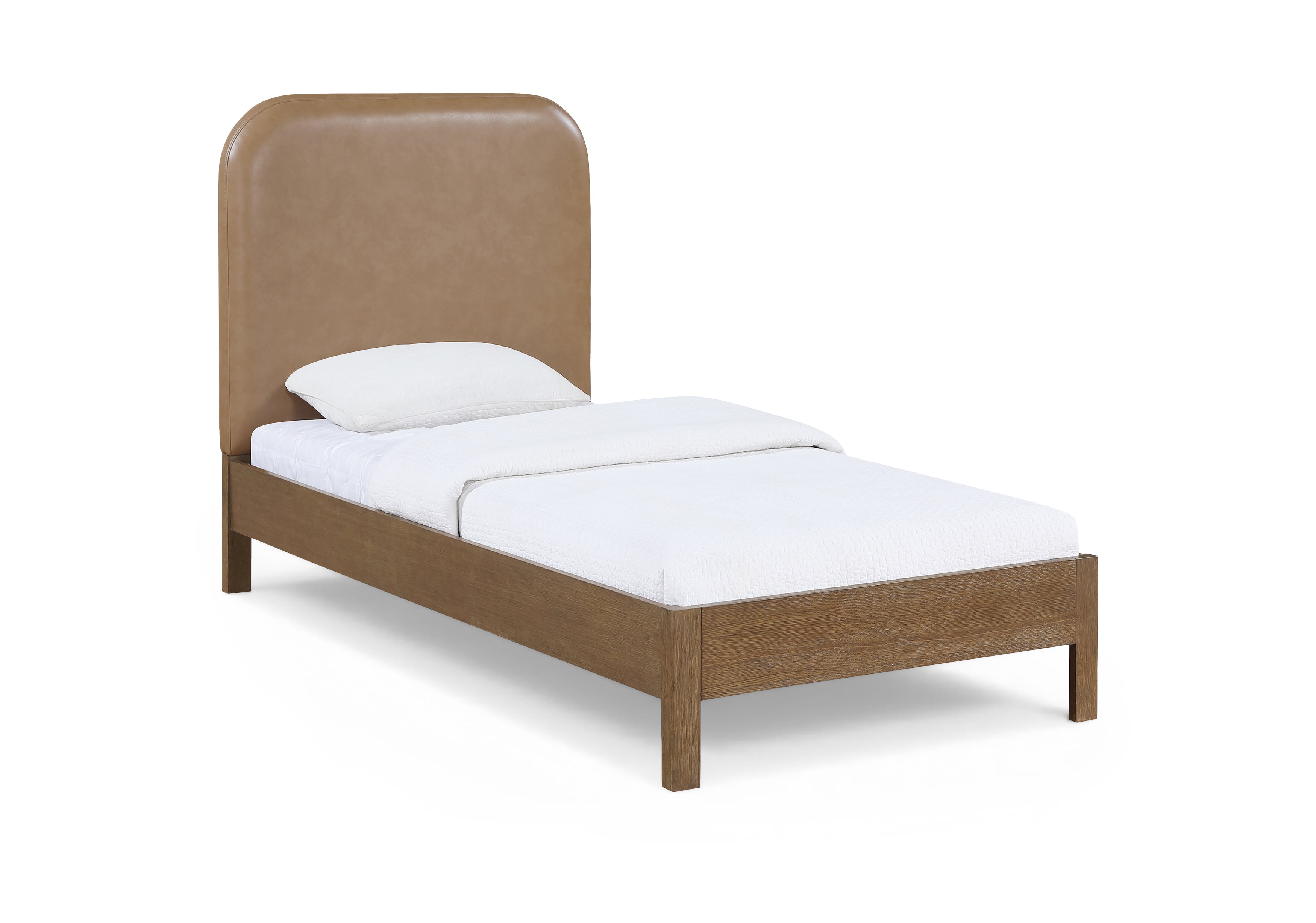Civita Brown Vegan Leather Upholstered Twin Bed (3 Boxes)
