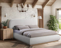 Ulyana Cream Linen Textured Fabric Upholstered Full Bed