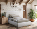 Ulyana Cream Linen Textured Fabric Upholstered Twin Bed