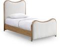 Asolo Cream Linen Textured Fabric Upholstered Twin Bed (3 Boxes)