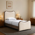 Asolo Cream Vegan Leather Upholstered Twin Bed (3 Boxes)