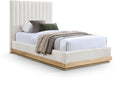 Etta Cream Chenille Fabric Upholstered Twin Bed (3 Boxes)