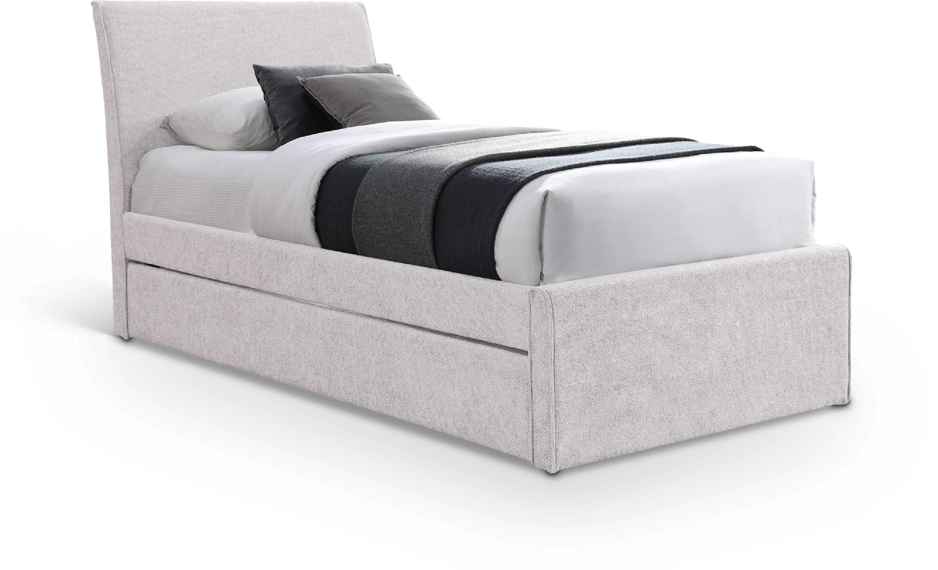 Matthias Chenille Fabric Upholstered Twin Trundle Bed