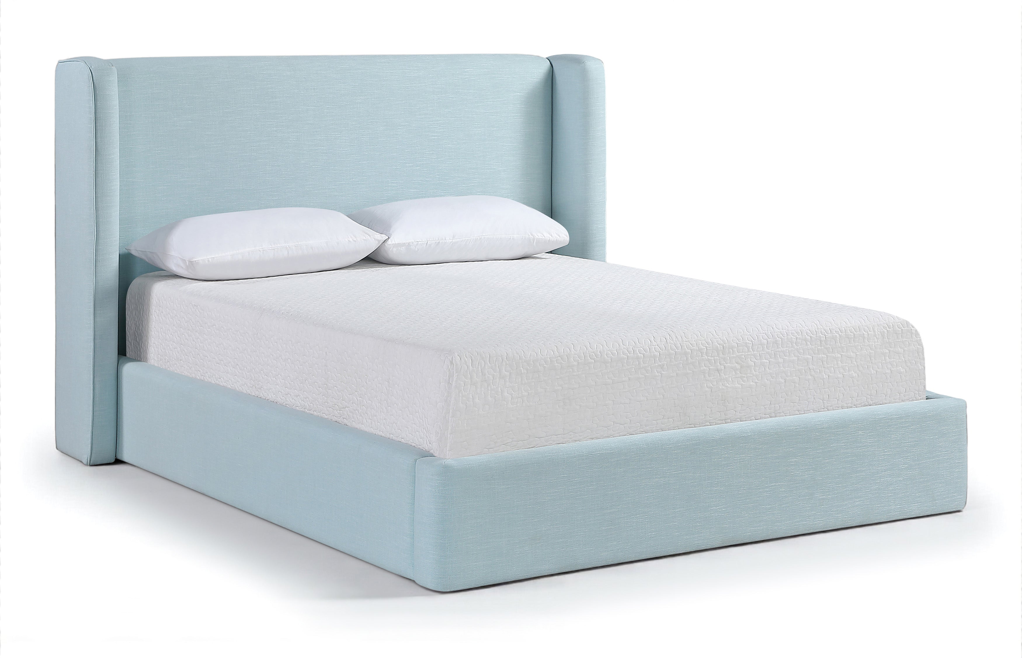 Jerome Light Blue Linen Textured Fabric Upholstered Full Bed