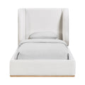 Avola Cream Linen Textured Fabric Upholstered Twin Bed