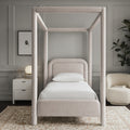 Romana Linen Textured Fabric Upholstered Twin Bed