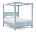 Romana Light Blue Linen Textured Fabric Upholstered King Bed