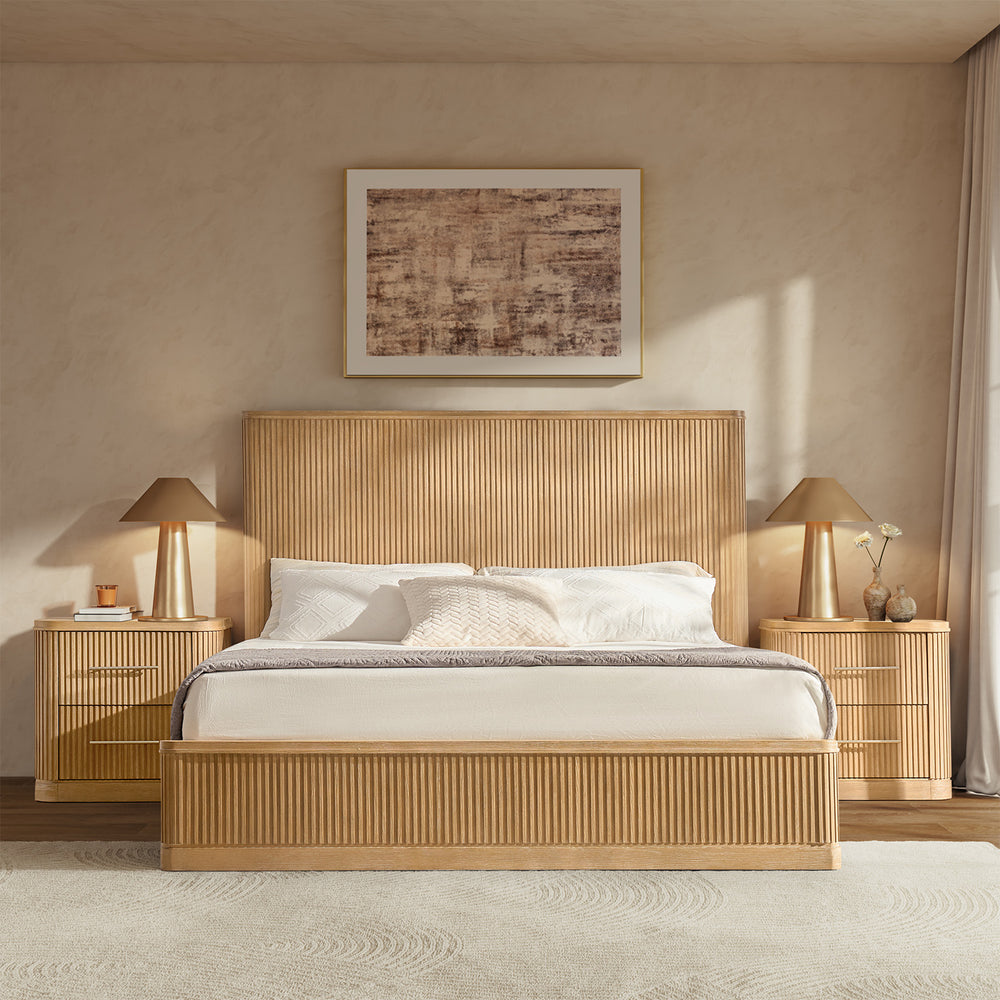 Graciela Solid Wood Platform Bed in Oak