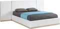 Bologna Cream Linen Textured Fabric Upholstered Queen Bed