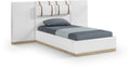 Bologna Cream Linen Textured Fabric Upholstered Twin Bed