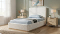 Bologna Cream Linen Textured Fabric Upholstered Twin Bed