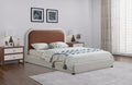 Bridgette Brown Two Tone Vegan Leather And Linen Textured Fabric Upholstered King Bed