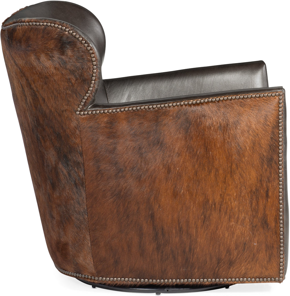 Kato Swivel Chair – Debonair Espresso Leather & Hair-on-Hide