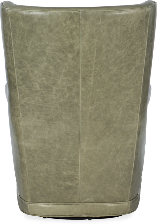 Mai Wing Swivel Club Chair – Sage Leather Accent Chair