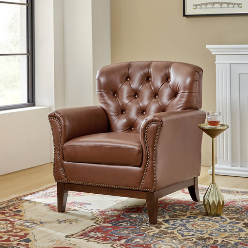 Nicole Traditional Genuine Leather Chair in Brown