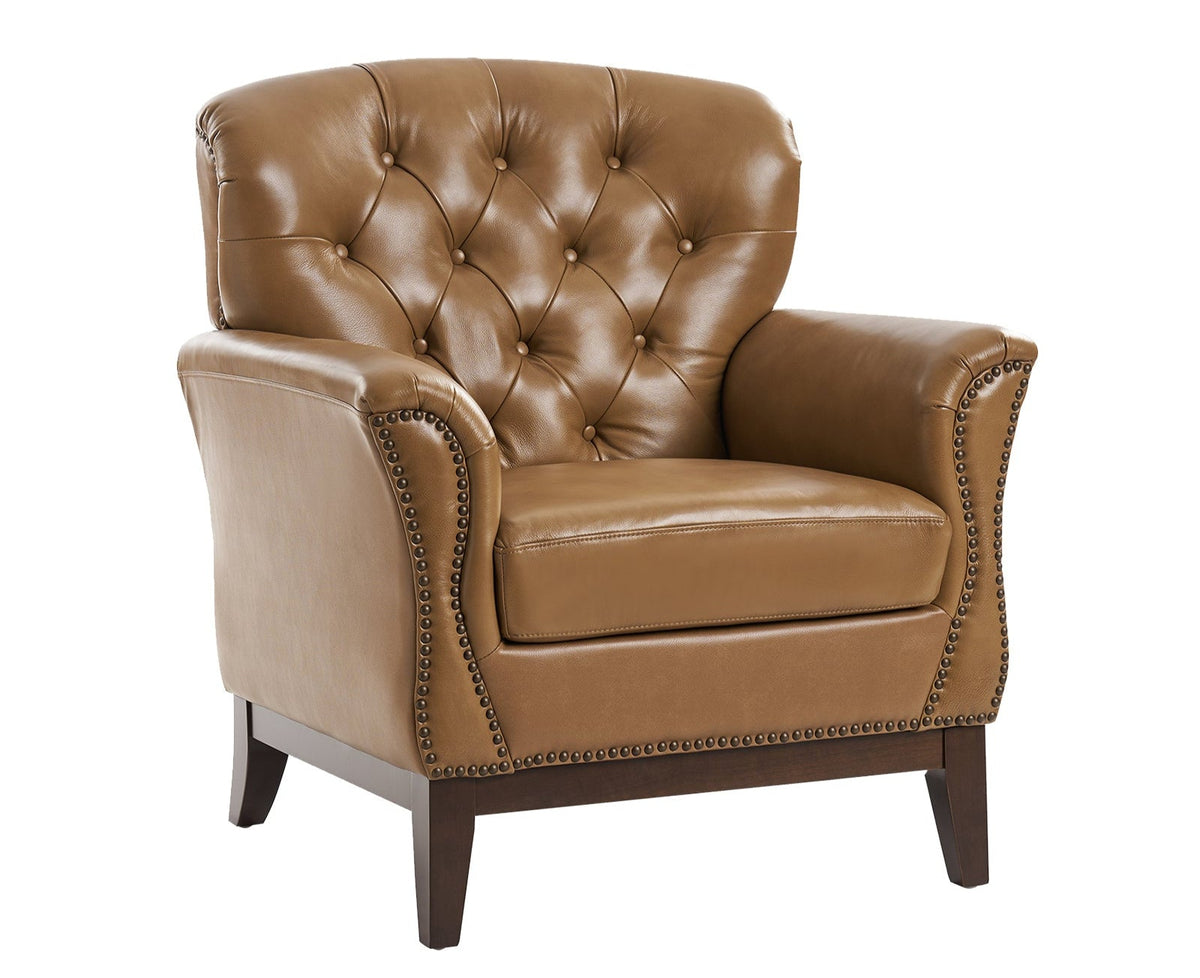 Nicole Traditional Genuine Leather Chair in Camel