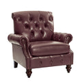 Vivian Genuine Leather Armchair in Burgundy