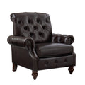 Vivian Genuine Leather Armchair in Espresso