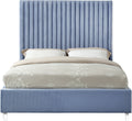 Celandine Sky Blue Velvet Upholstered Full Bed