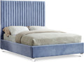 Celandine Sky Blue Velvet Upholstered Queen Bed