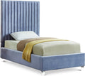 Celandine Sky Blue Velvet Upholstered Twin Bed