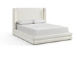 Colby Cream Linen Textured Fabric Upholstered Queen Bed