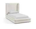 Colby Cream Linen Textured Fabric Upholstered Twin Bed