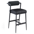 Solveig Set of 2 Boucle Fabric And Vegan Leather Upholstered Bar Stool