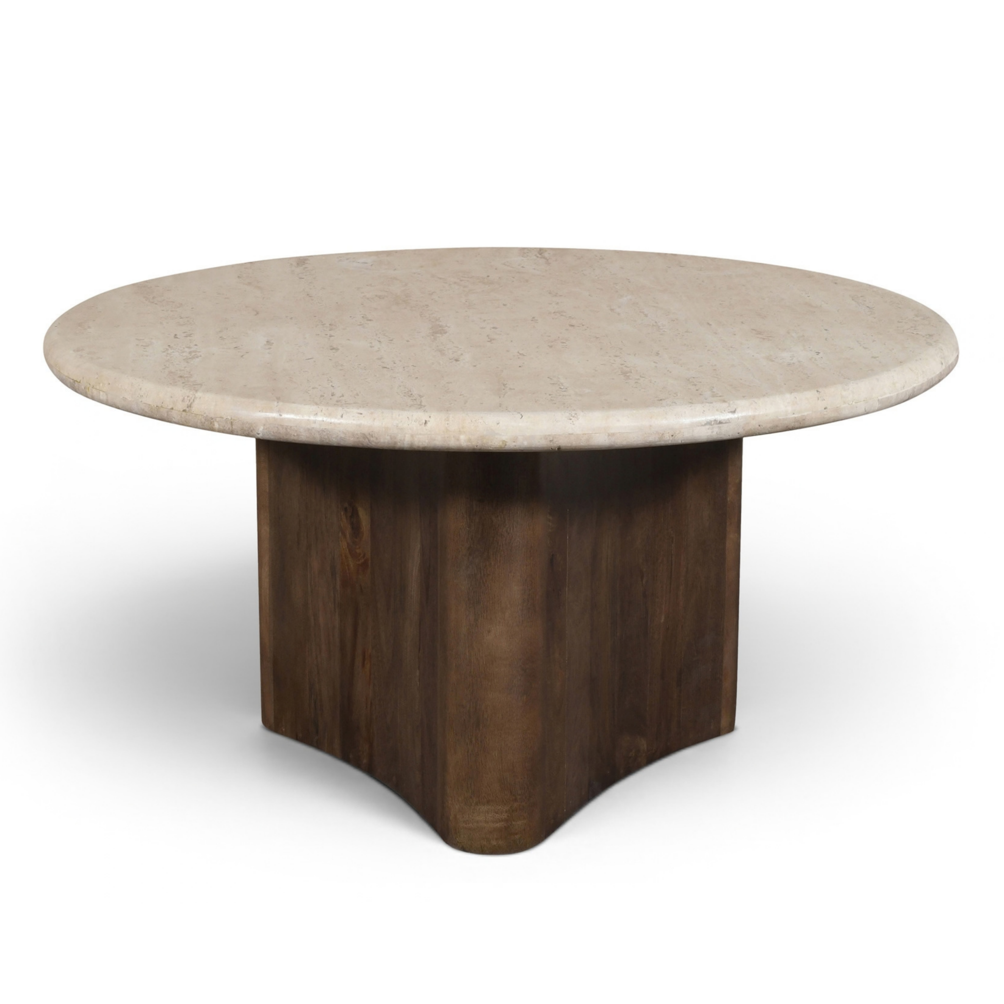 Palladia Brown Travertine And Mango Wood Coffee Table